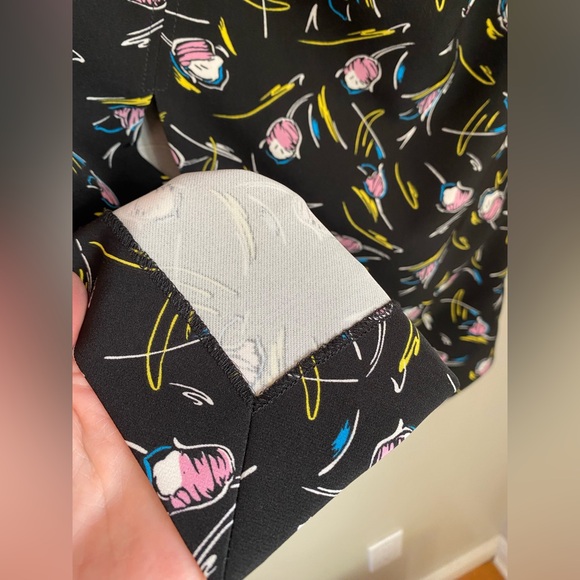 BIMBA Y LOLA Tulip Asymmetrical Black and Floral Midi Skirt Size 4 EU36 - Picture 15 of 15